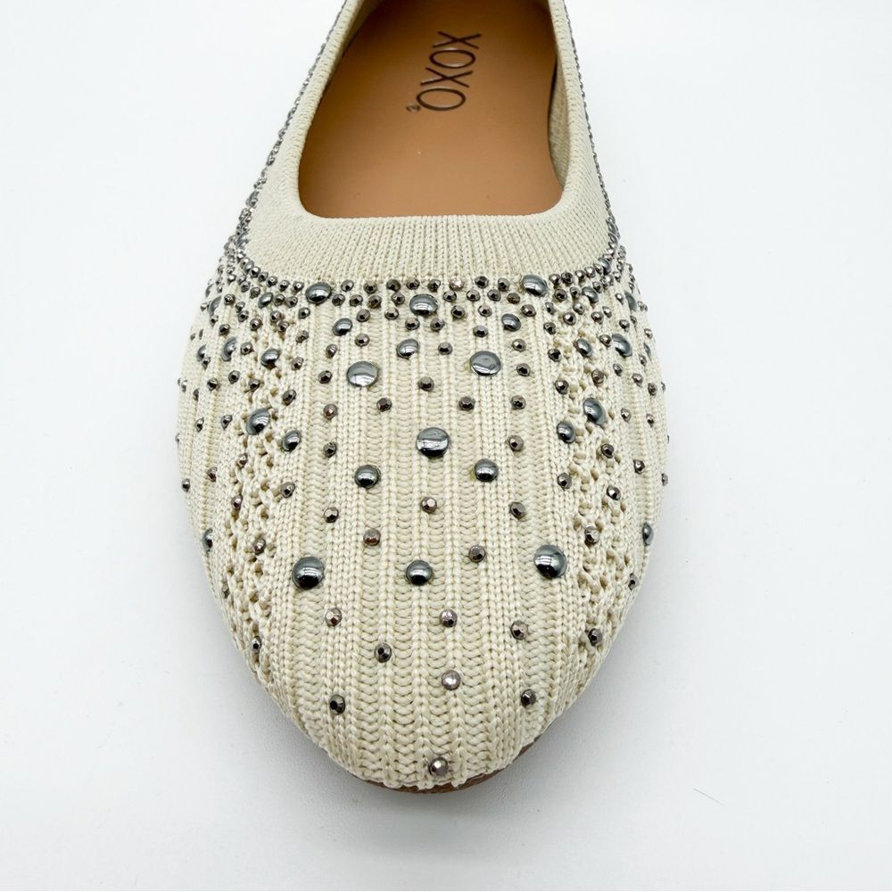XOXO Laine Studded Ballet Flats Stretch Knit Slip On Sparkle Off White 6 NEW - Picture 12 of 15